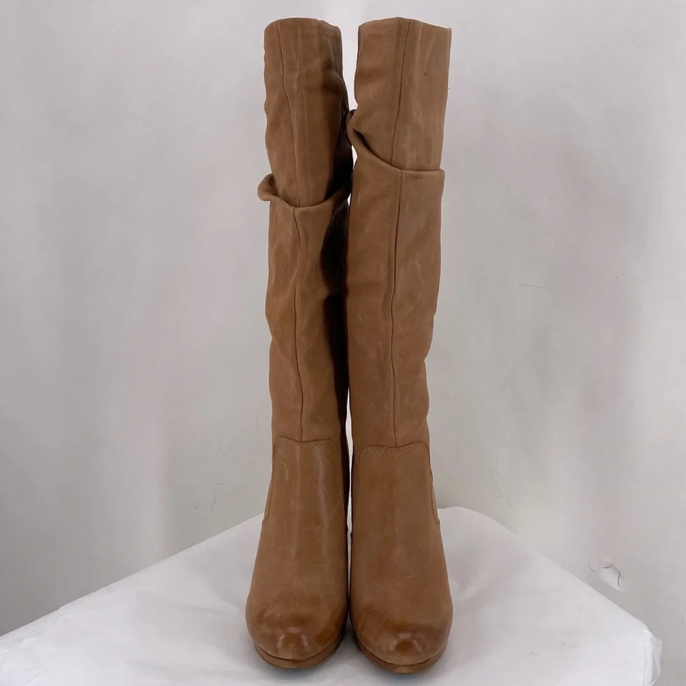 Jessica Simpson tan heeled leather boots - Picture 4 of 10